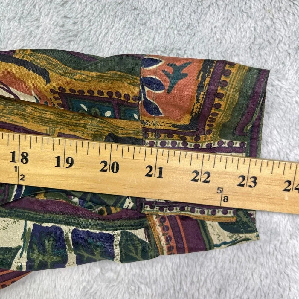 Montage Shirt Men's Large Multicolor Printed Silk Casual Long Sleeve Button Up - Picture 8 of 9